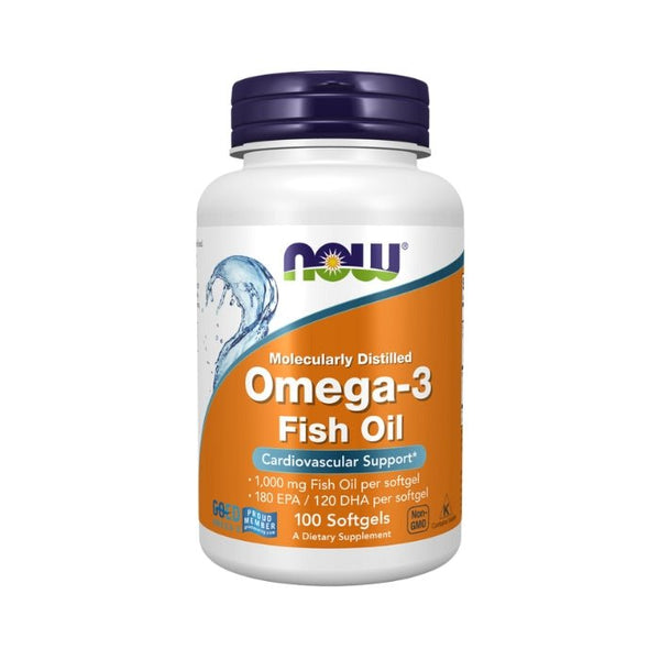 Omega - 3 Zivju eļļa - molekulāri destilēta (100 mīkstās kapsulas) - Now Foods - Vitamins.lv