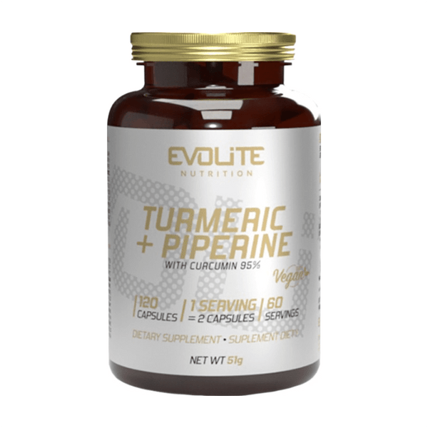 Turmeric + Piperine 95% (120 kapsulas) - Evolite - Vitamins.lv