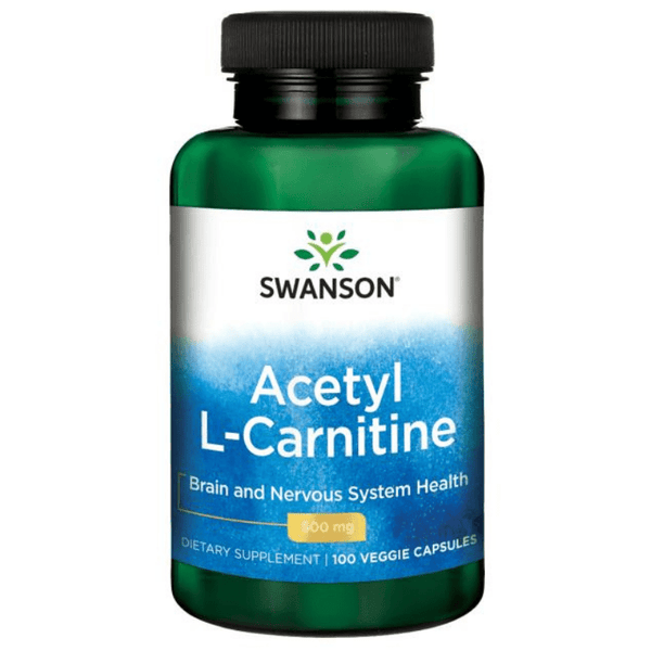 Acetil L - Karnitīns 500 mg (100 vegāniskas kapsulas) - Swanson Vitamins - Vitamins.lv