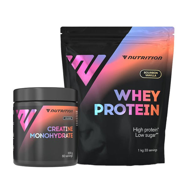 Whey Protein pulveris (1 kg) + Kreatīna monohidrāts (300 g) Komplekts - VNutrition - Vitamins.lv